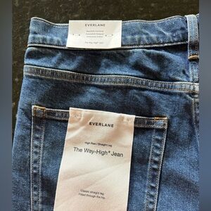 Everlane Way High Jean 2.0 Dark Indigo Size 33R 27.5” Inseam- Brand New w/Tags